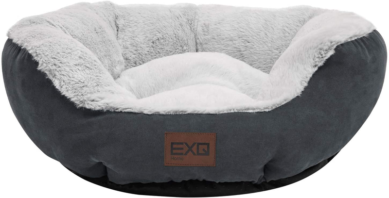 EXQ Home Soft Cat Beds for Indoor Cats,Fluffy Calming Cat Bed with Slip-Resistant Bottom,Plush round Dog Beds for Small Dogs,Kitten Bed Machine Washable Pet Beds for Small Dogs