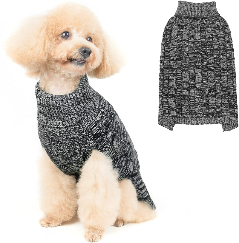 PUPTECK Dog Winter Sweaters - Classic Cold Days Dog Coat Knitted Clothes Soft Warm for Small Medium Large Dogs Indoor Outdoor Wearing