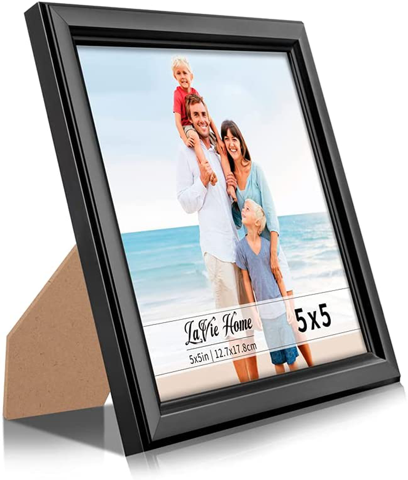 LaVie Home 5x5 Picture Frames (1 Pack, Black) Simple Designed Photo Frame with High Definition Glass for Wall Mount & Table Top Display