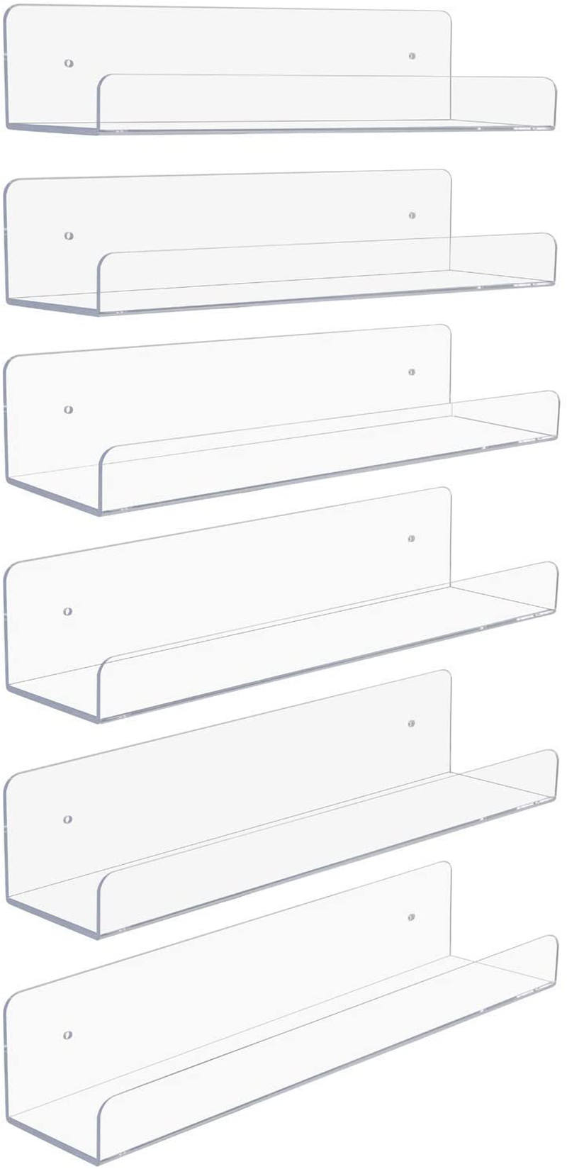 Sorbus Acrylic Wall Ledge Floating Shelf Rack Organizer, Invisible Display Style, for Books, Figurine, Picture Frame Storage, Wall Mounted Shelves for Home, Bathroom, Nail Salon, Spa