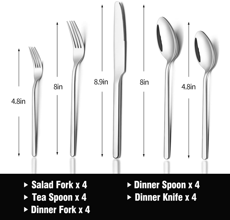 KINGSTONE 20 Piece Flatware Set, Stainless Steel Silverware Cutlery Set for 4, Mirror Polished Eating Tableware Utensils for Home, Restaurant, Wedding, Party