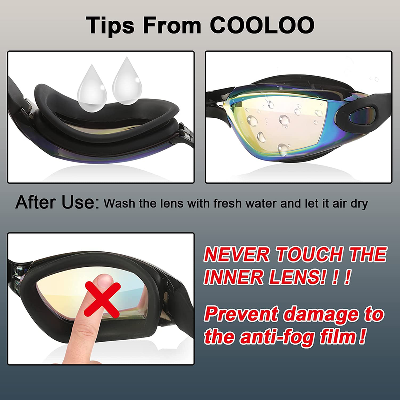 COOLOO Swim Goggles Men, 2 Pack Swimming Goggles for Women Kids Adult Anti-Fog