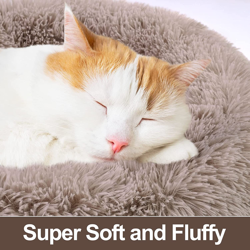 Kimicole Cozy Donut Calming Dog Bed Cat Bed, Super Soft Fluffy Washable anti Anxiety Plush Home Pet Beds for Small Medium Dogs Cats, Fuzzy Self-Warm Non-Slip round Puppy Kitten Bed