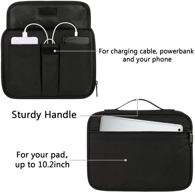 Matein Electronics Organizer, Waterproof Travel Electronic Accessories Case Portable Double Layer Cable Storage Bag for Cord, Charger, Power Bank, Flash Drive, Phone, Ipad Mini, SD Card, Tablet, Black