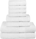 Glamburg Ultra Soft 8 Piece Towel Set - 100% Pure Ring Spun Cotton, Contains 2 Oversized Bath Towels 27x54, 2 Hand Towels 16x28, 4 Wash Cloths 13x13 - Ideal for Everyday use, Hotel & Spa - Light Grey