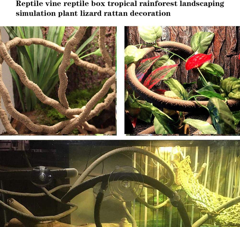 Hamiledyi Bearded Dragon Accessories Lizard Hammock Climbing Jungle Vines Adjustable Leash Bat Wings Flexible Reptile Leaves with Suction Cups Reptile Tank Habitat Decor for Gecko,Snakes,Chameleon