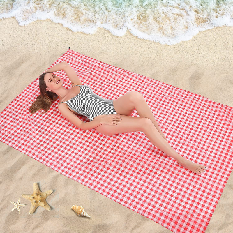 MIMITOOU Beach Blanket, Picnic Blankets Waterproof Sand Proof, 79X60 Inch Big & Compact Sand Proof Mat Quick Drying, Lightweight, Sand Proof Mat for Travel, Camping, Hiking