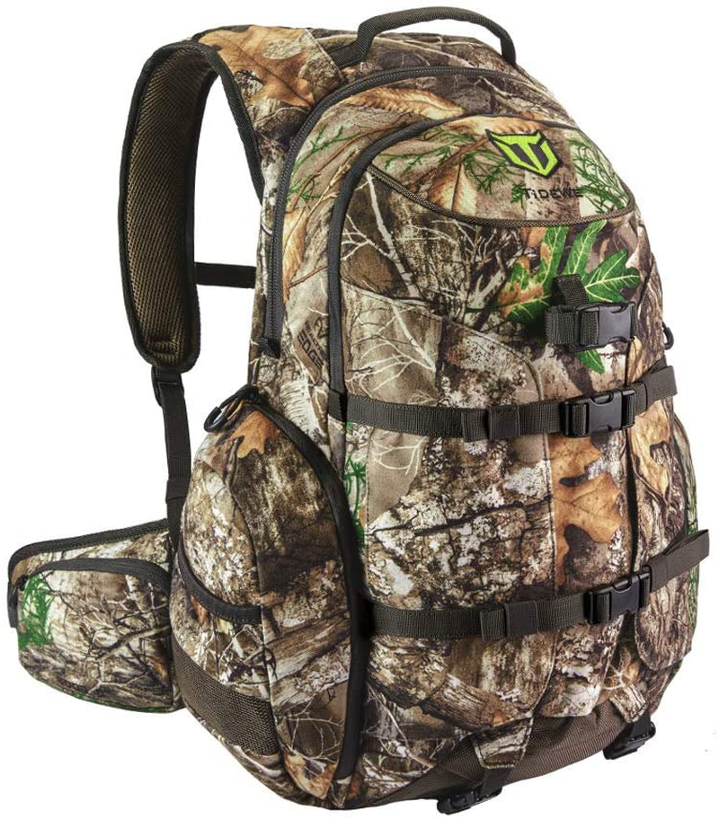 TIDEWE Hunting Backpack, Waterproof Camo Hunting Pack with Rain Cover, Durable Large Capacity Hunting Day Pack for Rifle Bow Gun (Realtree Edge)