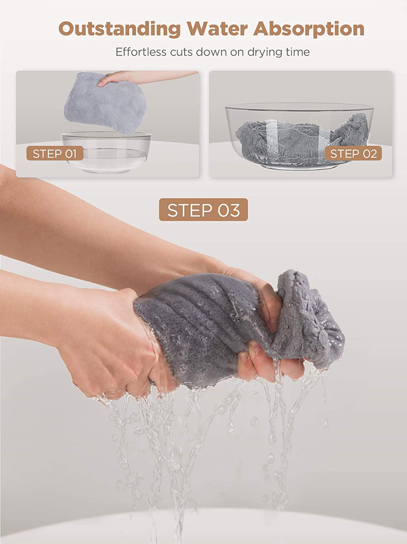 Microfiber Hair Towel,Hicober 3 Packs Hair Turbans for Wet Hair, Drying Hair Wrap Towels for Curly Hair Women Anti Frizz