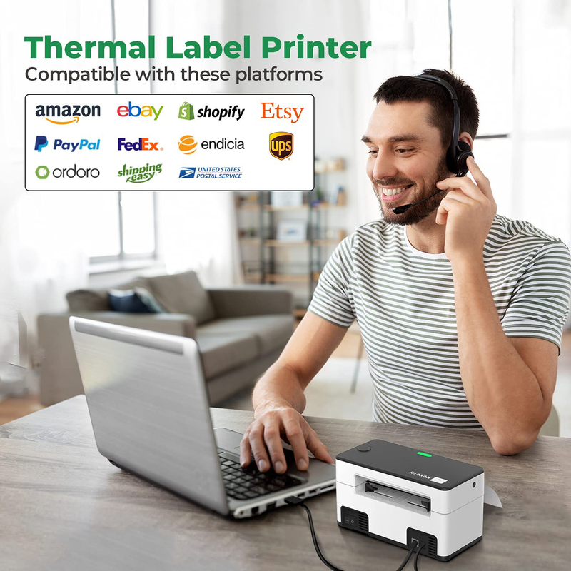 MUNBYN Thermal Label Printer 4x6, 150mm/s Direct Desktop USB Thermal Shipping Label Printer for Shipping Packages Postage Home Small Business, Compatible with Etsy, Shopify,Ebay, Amazon, FedEx, UPS
