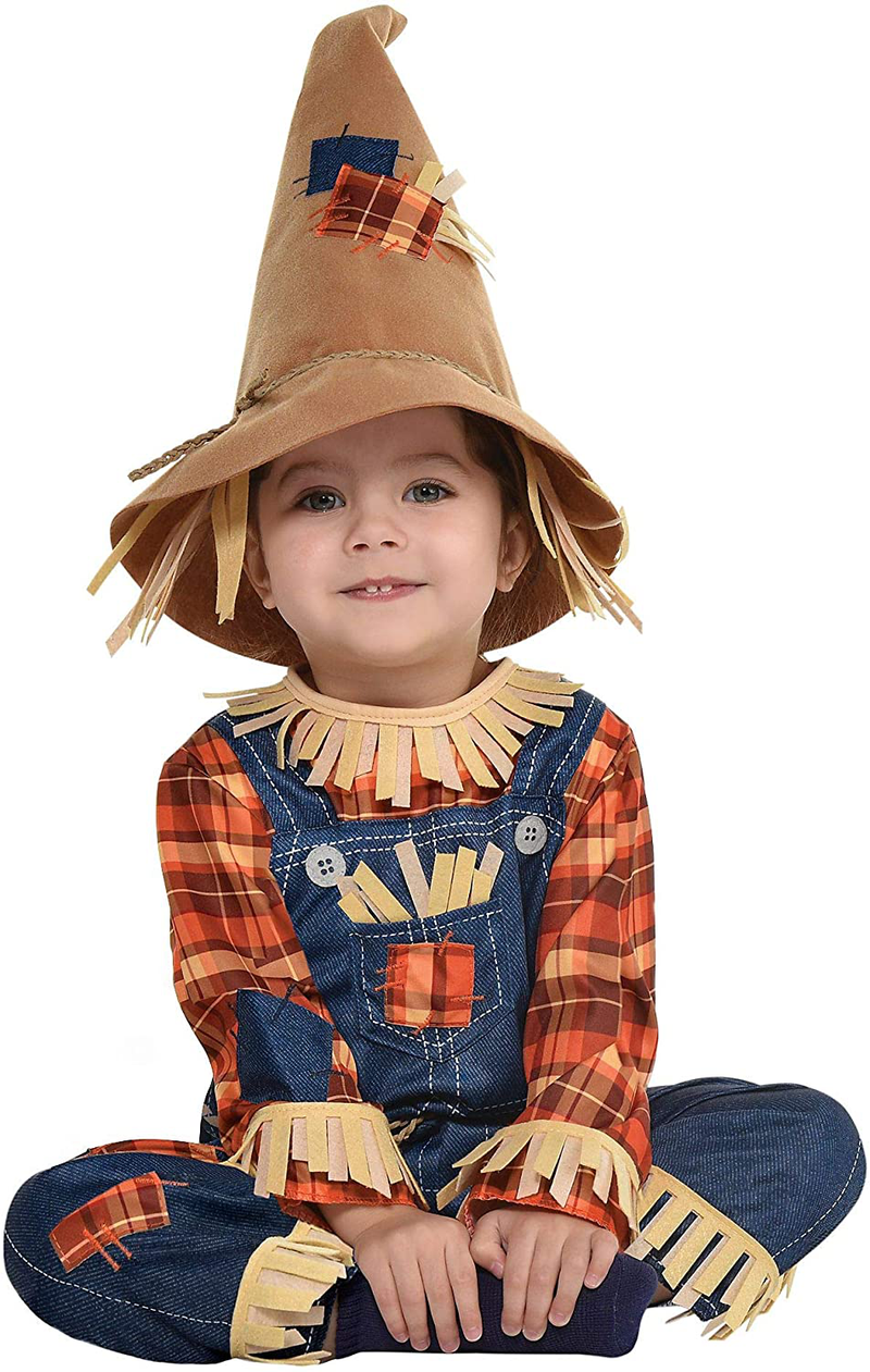 Party City Tiny Scarecrow Halloween Costume for Babies, Includes Jumpsuit and Hat