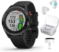 Garmin Approach S62 Premium GPS White Golf Watch with Wearable4U White Earbuds with Charging Power Bank Case Bundle