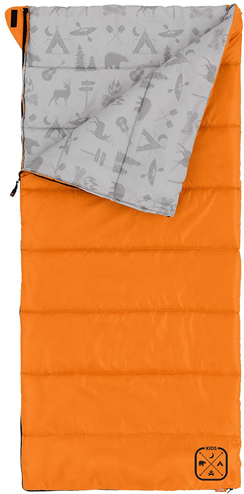 Core Youth Indoor/Outdoor Sleeping Bag - Great for Kids, Boys, Girls - Ultralight and Compact Perfect for Backpacking, Hiking, Camping, and Sleepovers