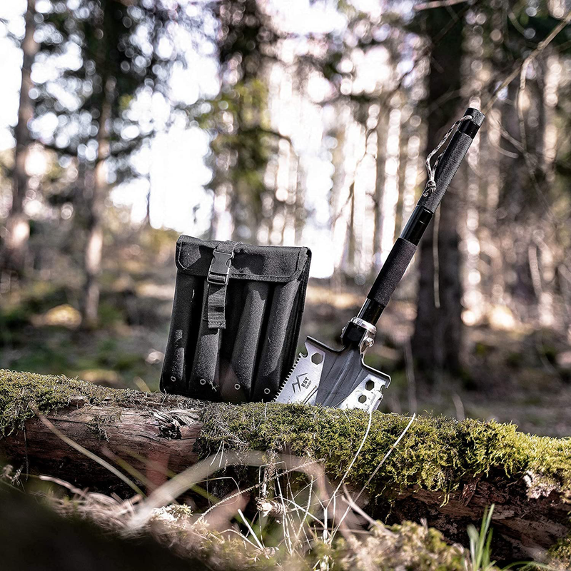 EST Gear Survival Shovel | the Ultimate Survival Tool | Military Gear Folding Shovel | Compact Tactical Entrenching Tool Perfect for Camping, Backpacking and Emergencies | Lifetime Replacement