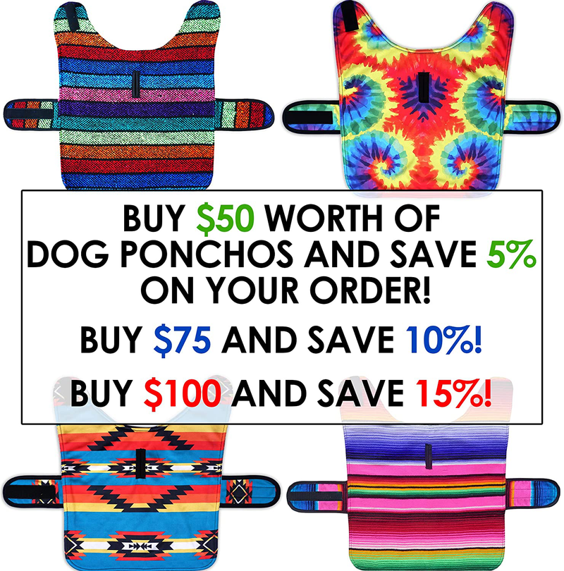 Handmade Dog Poncho from Mexican Serape Blanket - Southwestern and Tie Dye Dog Clothes - Coat - Costume - Sweater - Vest