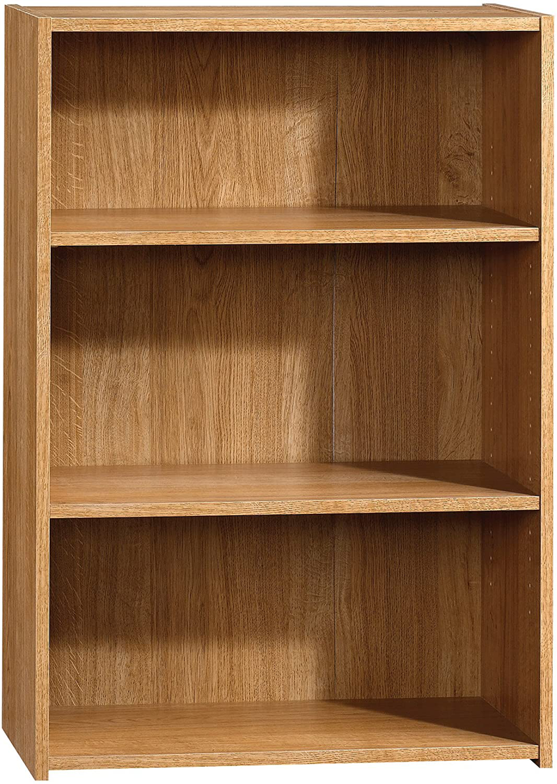 Sauder 419188 Storage Cabinet, L: 29.61" X W: 16.10" X H: 71.10", Highland Oak Finish & Beginnings 3-Shelf Bookcase, Highland Oak Finish