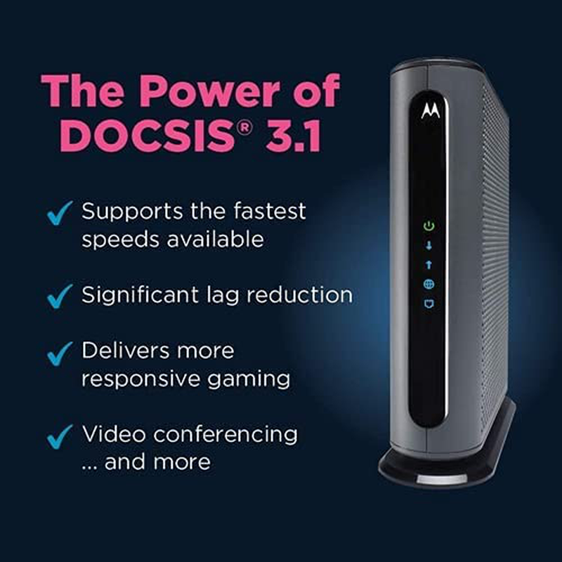 Motorola MB8600 DOCSIS 3.1 Cable Modem, 6 Gbps Max Speed. Approved for Comcast Xfinity Gigabit, Cox Gigablast, and More, Black