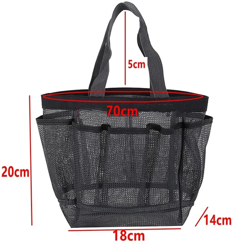Mesh Shower Caddy Basket,Portable Foldable Tote Bag Toiletry for Bathroom Accessories, Large Capacity Beach Bag, College Dorm Room Essentials (Black)