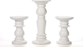 Hosley Set of 3 Ceramic White Pillar Candle Holders Two 6 Inch and One 9.5 Inch High. Ideal for LED and Pillar Candles Gifts for Wedding Party Home Spa Reiki Aromatherapy Votive Candle Gardens P2