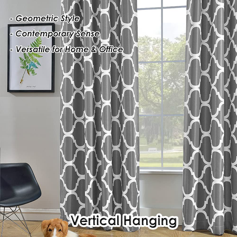 Melodieux Moroccan Fashion Room Darkening Blackout Grommet Top Curtains for Living Room, 52 by 84 Inch, Grey (1 Panel)