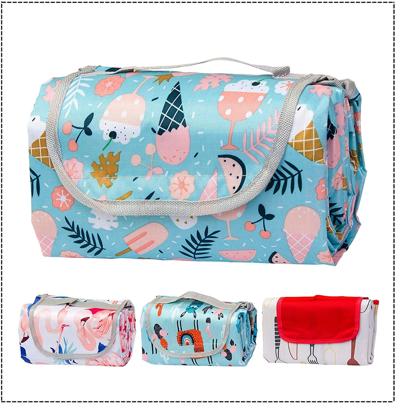 Picnic Blanket Waterproof Foldable & Sandproof, Cute Kids Picnic Blanket & Baby Beach Blanket Extra Large, Outdoor Mat for Camping, Machine Washable, Compact Foldable Portable Family Park Blanket
