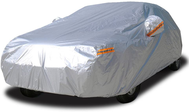 Kayme Car Covers for Automobiles Waterproof All Weather Sun Uv Rain Protection with Zipper Mirror Pocket Fit Sedan (182 to 193 Inch) 3XL