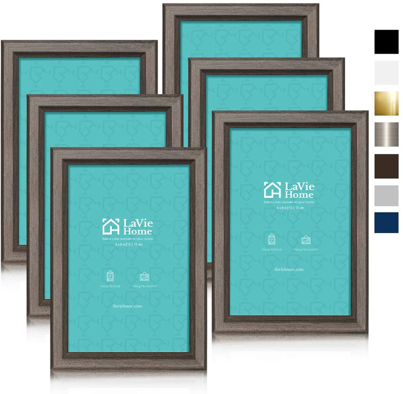 LaVie Home 4x6 Picture Frames (6 Pack, Black) Simple Designed Photo Frame with High Definition Glass for Wall Mount & Table Top Display, Set of 6 Classic Collection