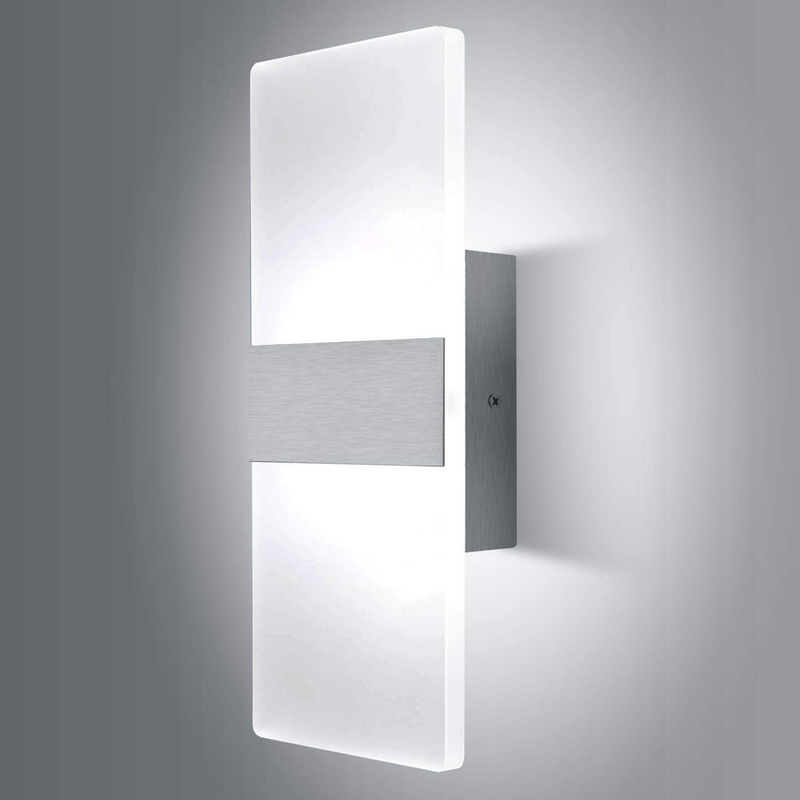 Lightess Modern Wall Sconce Dimmable 12W, up down Wall Lights Acrylic LED Wall Lamp for Hallway Bedroom Corridor, Cool White, HS521-1