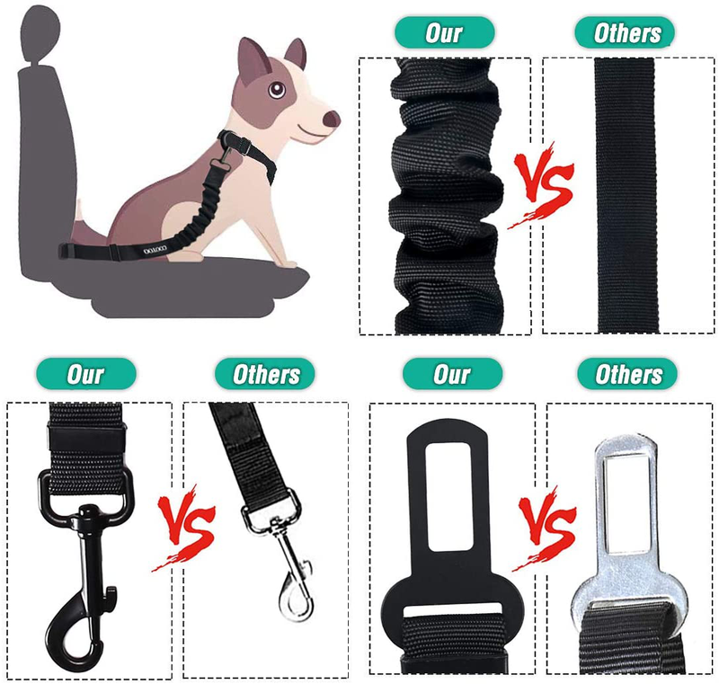 COOYOO Dog Seat Belt,2 Packs Retractable Dog Car Seatbelts Adjustable Pet Seat Belt for Vehicle Nylon Pet Safety Seat Belts Heavy Duty & Elastic & Durable Car Harness for Dogs