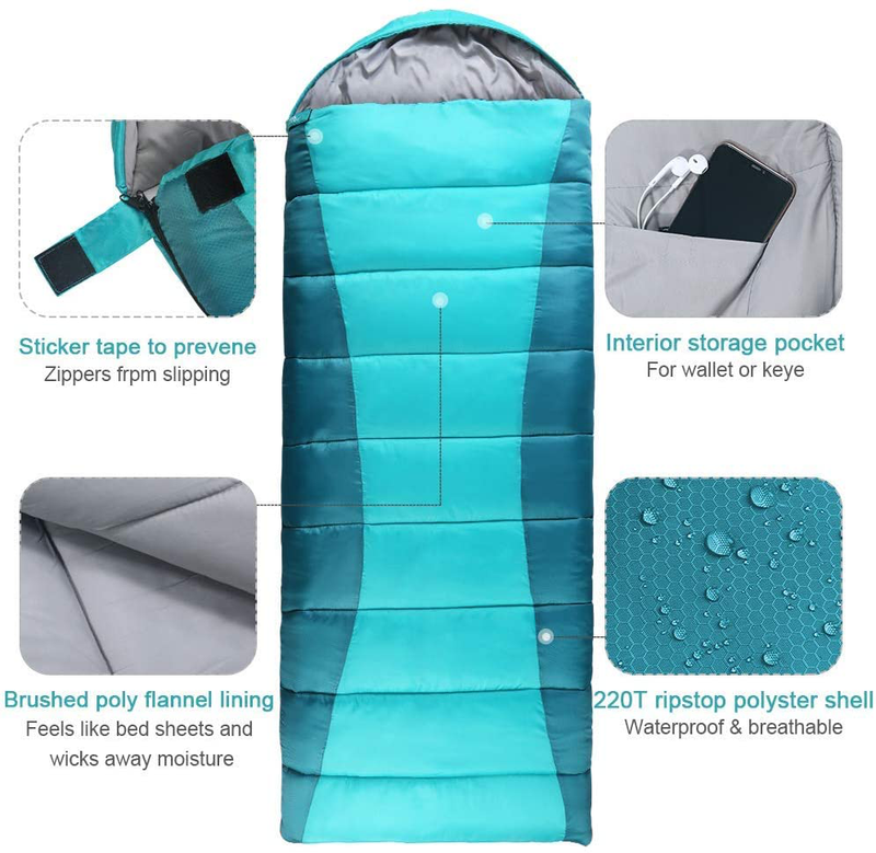 Forceatt Sleeping Bag, Flannel Sleeping Bags for Adults Cold Weather(32℉-77℉/ 0-25°C), Lightweight 3-4 Seasons Camping Sleeping Bags with Carry Bag Great for Backpacking, Hiking, Indoor, Outdoor Use.