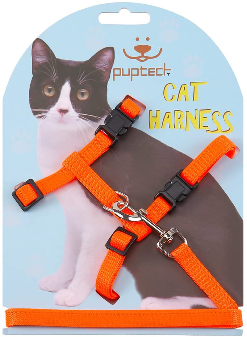 PUPTECK Adjustable Cat Harness Nylon Strap Collar with Leash