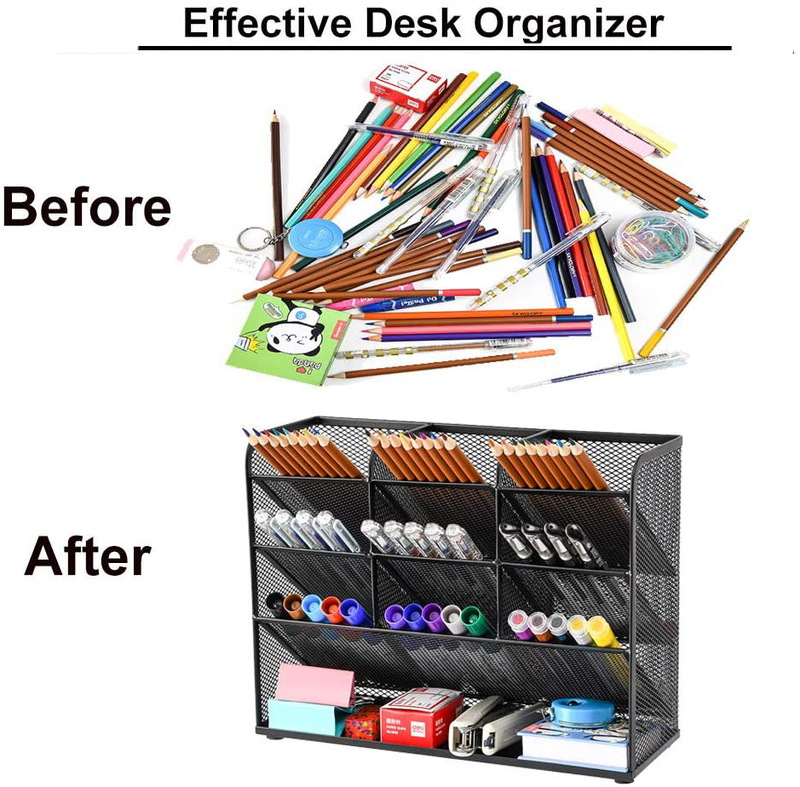 Marbrasse Mesh Desk Organizer, Multi-Functional Pen Holder, Pen Organizer for desk, Desktop Stationary Organizer, Storage Rack for School Home Office Art Supplies (Mesh Pen Holder)