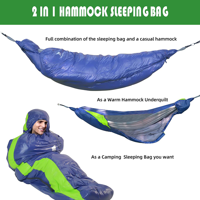 GEERTOP Ultralight Hammock Underquilt Full Length 4 Season Hammock Sleeping Bag for Camping Backpacking Hiking Backpack Travel - Essential Outdoor Survival Gear
