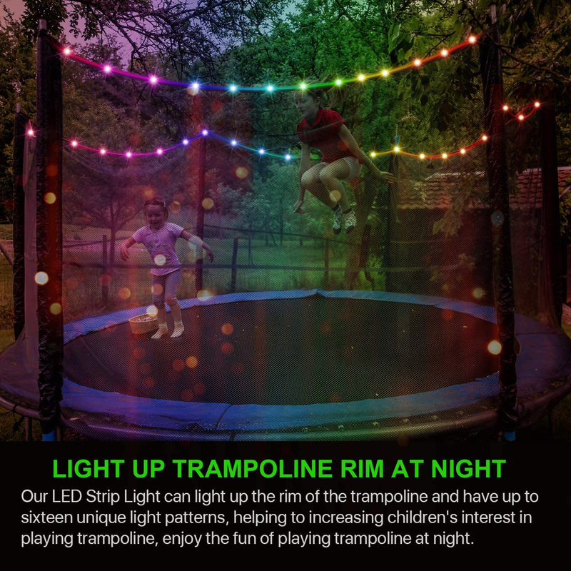 LED Trampoline Lights，Remote Control Trampoline Rim LED Light for Trampoline, 16 Color Change by Yourself, Waterproof，Super Bright to Play at Night Outdoors, Good Gift for Kids