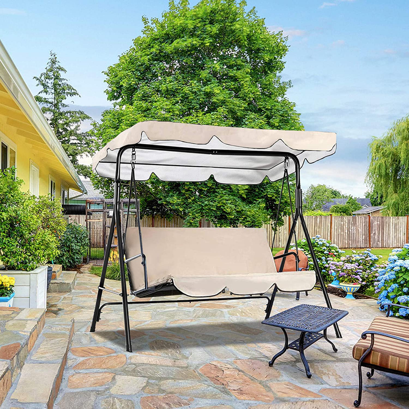 Persever Patio Swing Canopy Replacement Cover, Garden Swing Canopy Top Cover, Swing Chair Awning, Unique Velcro Design Windproof Cream 65"x45"x5.9"