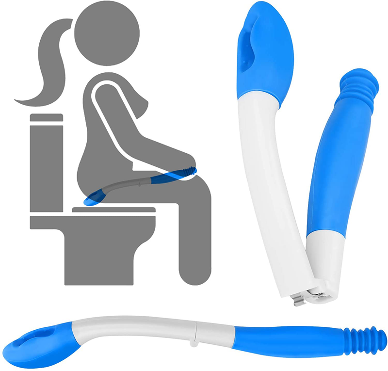 Foldable Toilet Aids for Wiping, Jhua 15.7" Long Reach Comfort Wipe Bottom Grips, Toilet Paper Aids Tools Tissue Grip Self Wipe Assist Holder, Blue