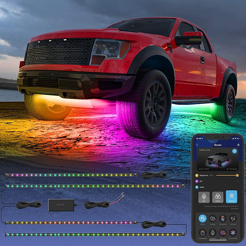 Govee Exterior Car LED Lights, RGBIC Underglow Car Lights with App and Remote Control, 16 Million Colors, Music Mode, DIY Mode, 10 Scene Modes for SUVs, Trucks