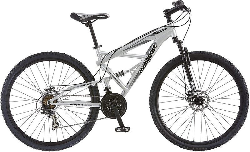 Mongoose Impasse Mens Mountain Bike, 29-Inch Wheels, Aluminum Frame, Twist Shifters, 21-Speed Rear Deraileur, Front and Rear Disc Brakes, Multiple Colors