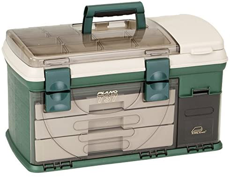 Plano 3-Drawer Tackle Box, Green Metallic/Beige, Premium Tackle Storage, Large (737-002)