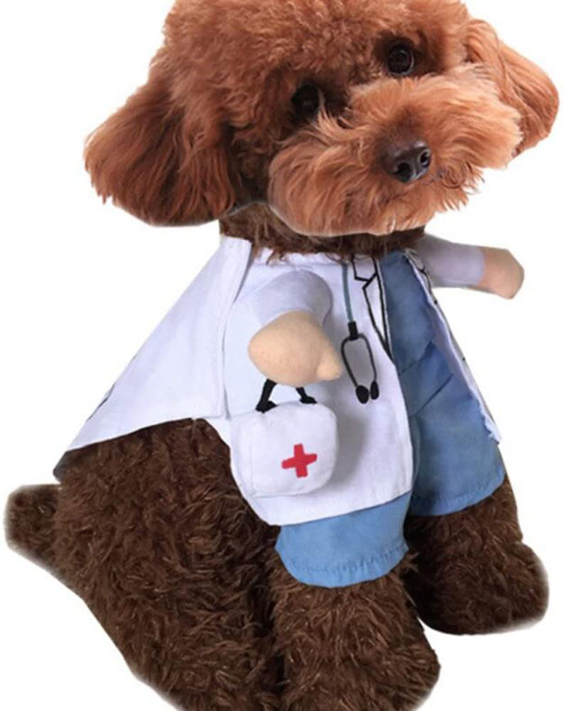 NACOCO Dog Cat Doctor Costume Pet Doctor Clothing Halloween Jeans Outfit Apparel