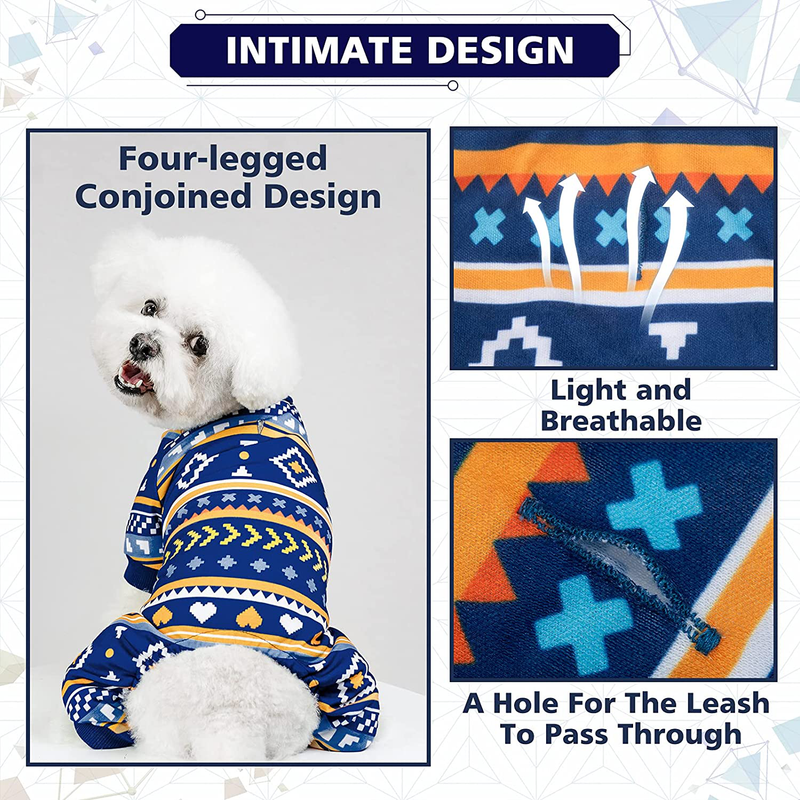 TAILGOO Light Breathable Dog Pajamas - Soft Apparel Jumpsuit, Fashionable Pet Clothes with Exquisite Geometric Patterns, Cute Puppy Pjs for Small or Kid Doggy
