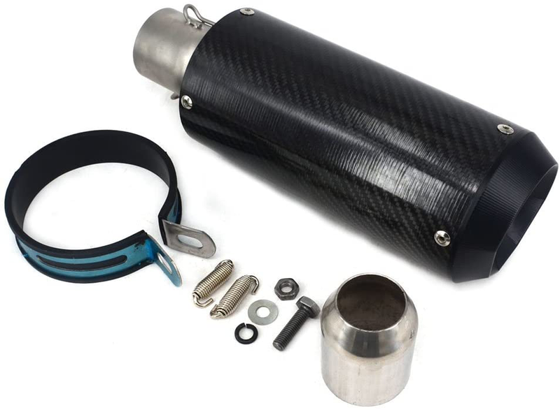 JFG RACING Slip on Exhaust 1.5-2 Inlet Stainelss Steel Muffler with Moveable DB Killer for Dirt Bike Street Bike Scooter ATV Racing