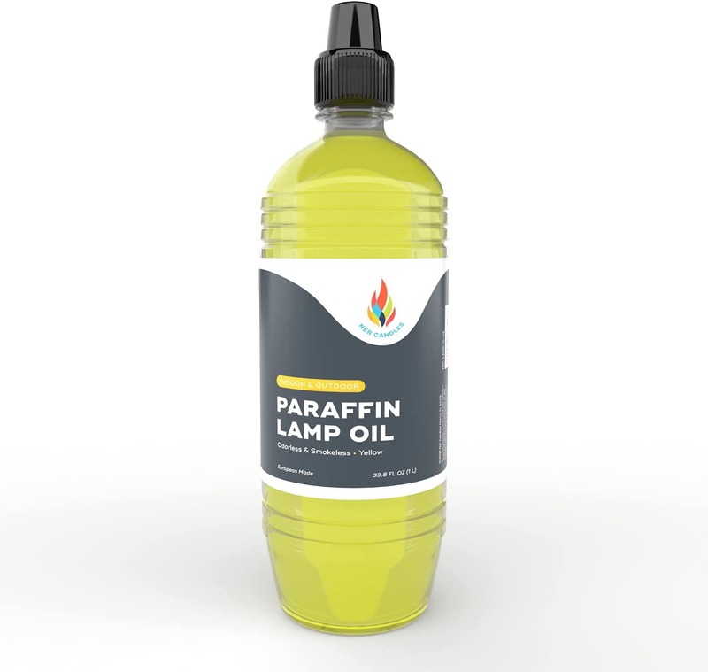 Liquid Paraffin Lamp Oil - 1 Liter - Smokeless, Odorless, Ultra Clean Burning Fuel for Indoor and Outdoor Use (Yellow)