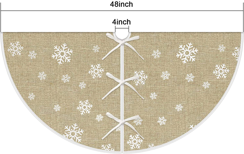 Sofevaim Christmas 48 Inch Burlap Tree Skirt,White Snowflake for Rustic Xmas New Year Party Holiday Indoor Outdoor Decorations