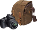 Waterproof Camera Bag/Case, Vintage Canvase Leather Trim DSLR SLR Camera Shoulder Messenger Sling Bag for for Nikon, Canon, Sony, Pentax, Olympus Panasonic, Samsung & Many More