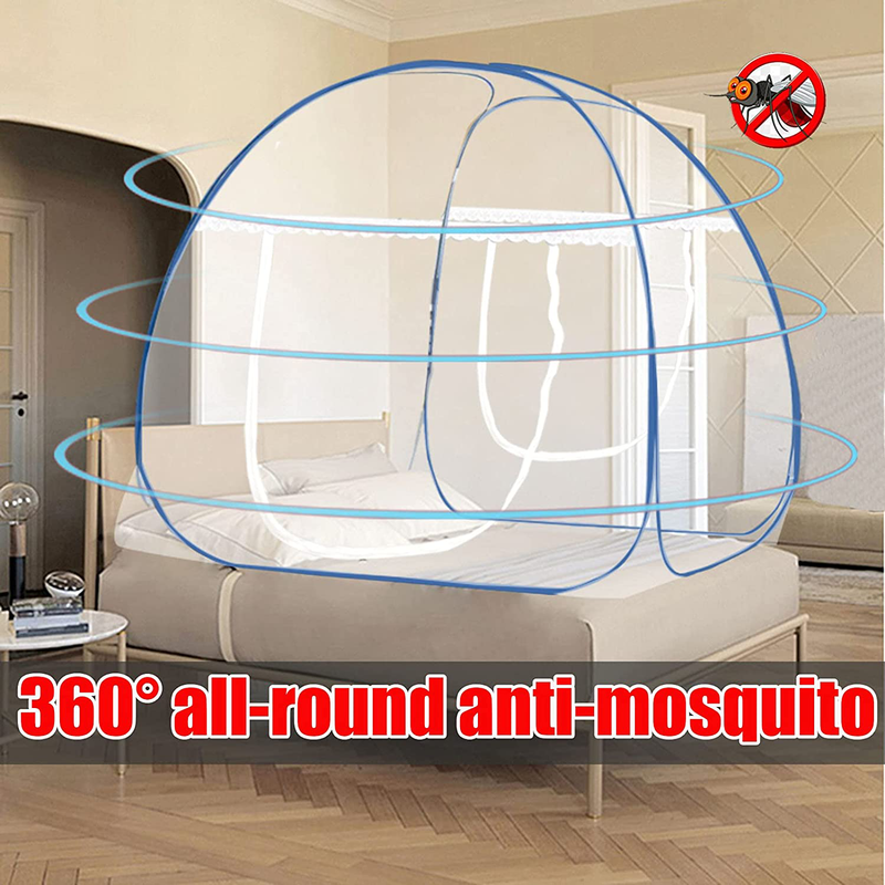 Pop up Mosquito Net Tent, Foldable Bed Canopy Double Door with Bottom for Bed Travel Camping Outdoor(79 X71X59 Inch)