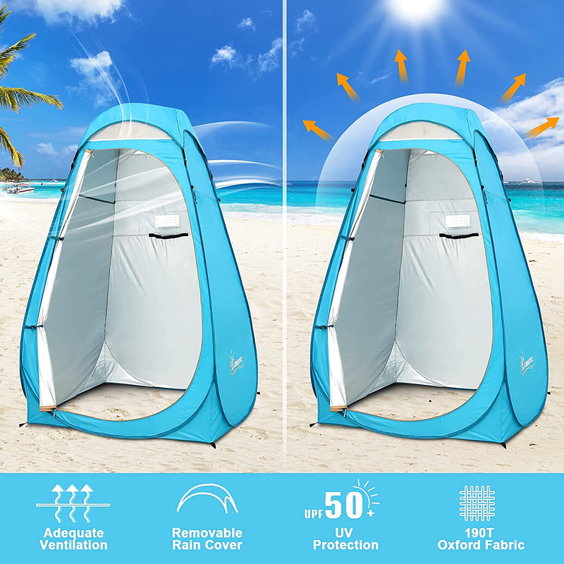 COMMOUDS Pop up Privacy Tent 6.11FT Extra-Tall Portable Camping Shower Tent, Outdoor Toilet Dressing Changing Room Fishing Shade with Carry Bag, UPF 50+
