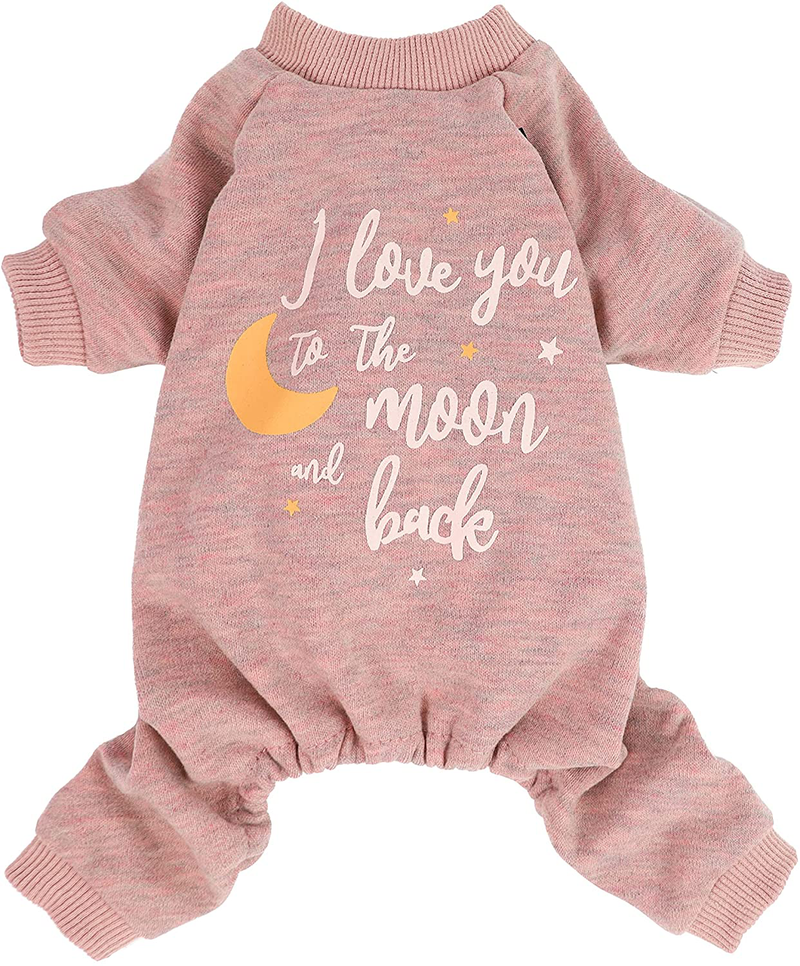 Fitwarm Dog Valentines Outfit I Love You to the Moon and Back Paw-Some Sleeper Lightweight Velvet Dog Pajamas Thermal Pjs Puppy Clothes Stretchy Doggie Onesie Pet Shirt Cat Jammies