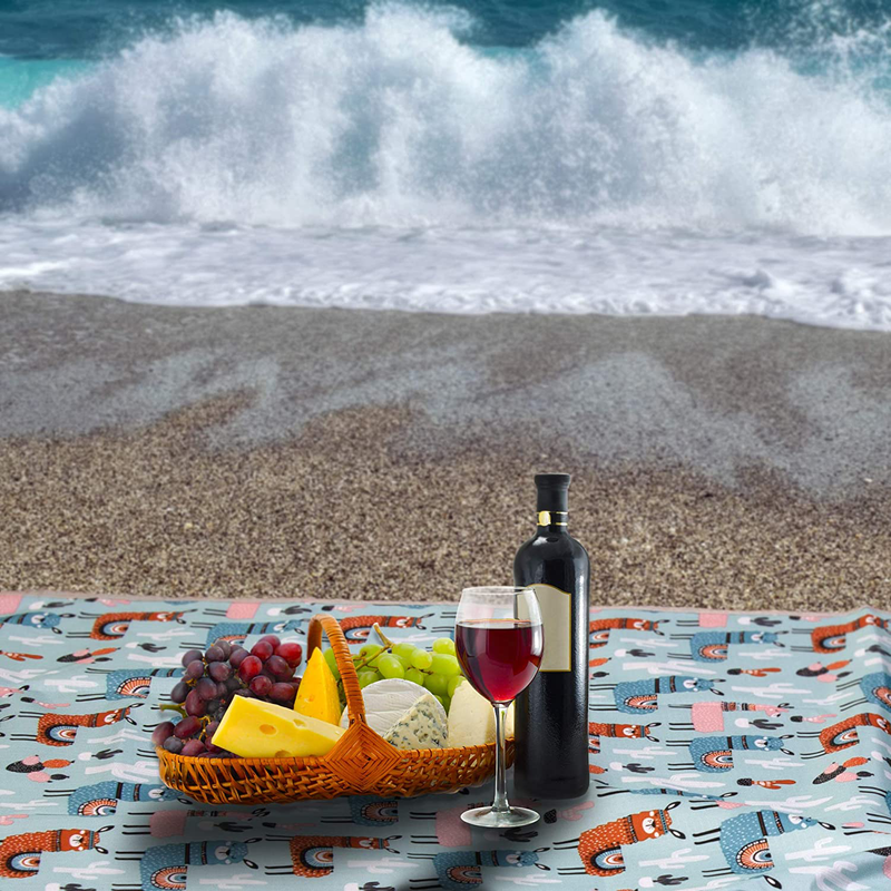 Picnic Blanket Waterproof Foldable & Sandproof, Cute Kids Picnic Blanket & Baby Beach Blanket Extra Large, Outdoor Mat for Camping, Machine Washable, Compact Foldable Portable Family Park Blanket