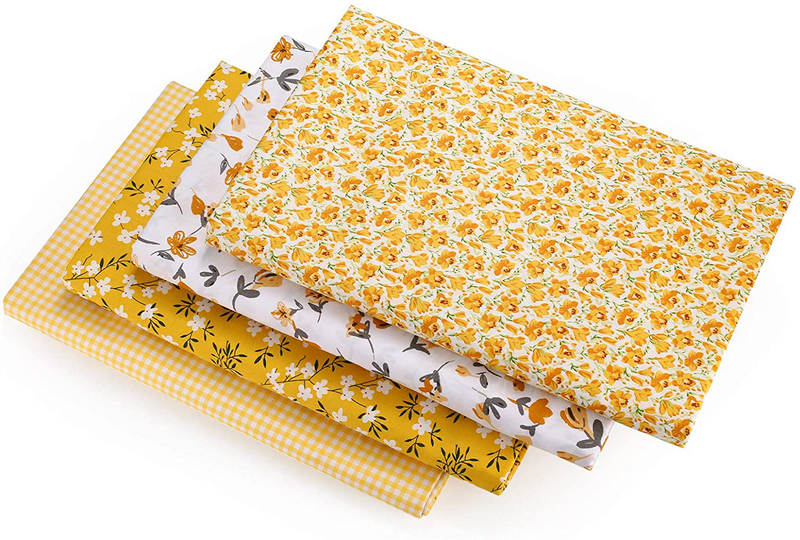 E&EY Fat Quarters Quilting Fabric Bundles 19” x 20” inches, for Patchwork Sewing Crafting Print Floral (Yellow)
